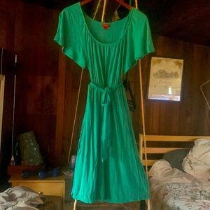 Flowy, butterfly sleeve, tie waist dress. My weight gain can be your gain too!